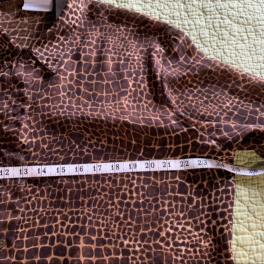 Liz Claiborne Blouse Animal Print Long Sleeve Size XL - Picture 6 of 12